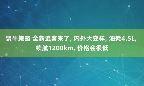 聚牛策略 全新逍客来了, 内外大变样, 油耗4.5L, 续航1200km, 价格会很低